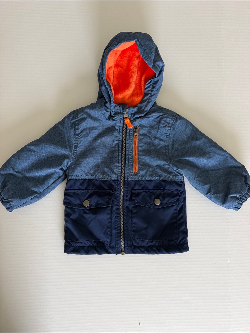 Carter's Two-Tone Hooded light coat/jacket in Light Blue, Navy & Orange